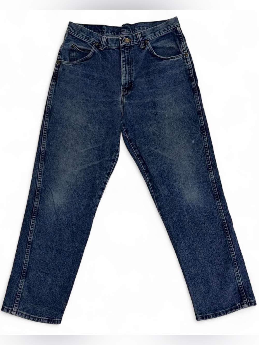 Vintage 90s Wrangler USA Retro Y2K Medium Blue Wash Denim Straight Leg Jeans 30”